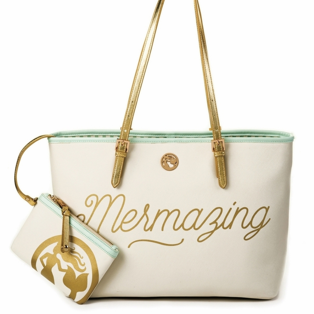 Mermazing White and Gold Tote Bag **SET
